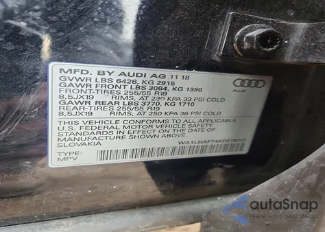 2019 Audi Q7 Premium Plus z USA, uszkodzony, nr VIN WA1LHAF74KD019222